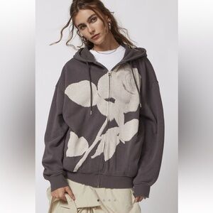 ✨URBAN OUTFITTERS ROSE ZIP-UP HOODIE SWEATSHIRT✨
